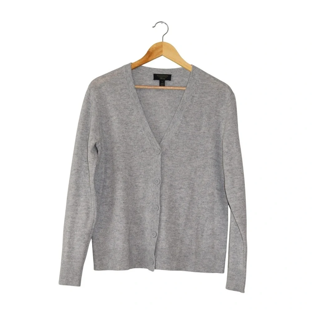 Charter Club Cashmere Cardigan‎ Womens Small Grey Excellent V-Neck Button Front